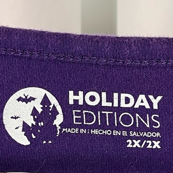 Holiday Editions 2X Halloween Boo Witch Cauldron Cat Print Tunic Top Deep Purple - Picture 5 of 6